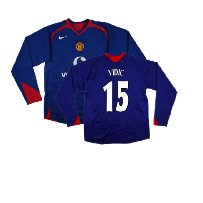 Manchester United 2005-06 Long Sleeve Away Shirt (M) (Excellent) (Vidic 15)-SoccerKits Hub | Buy Soccer Jerseys Online